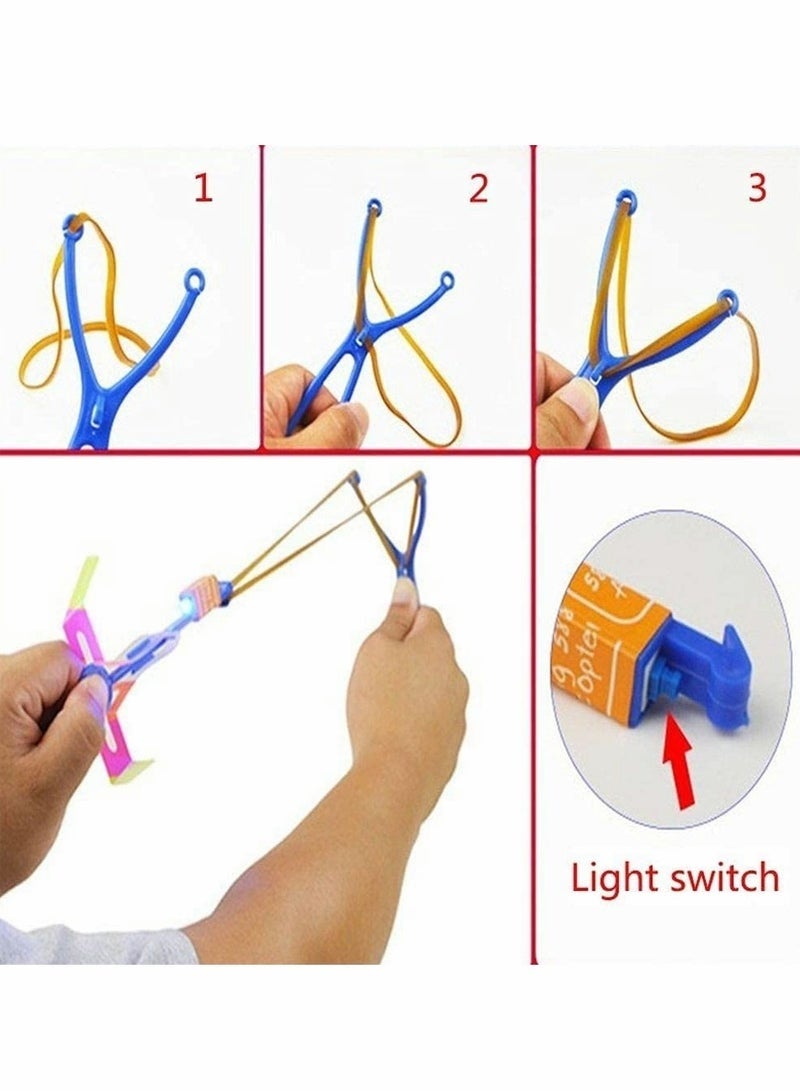LED Flying Slingshot Rocket Toy for Kids | Light-Up Helicopter Spinner Launcher | Outdoor Night Flying Toy | Glow in the Dark Party Favor & Birthday Gift - Image 3